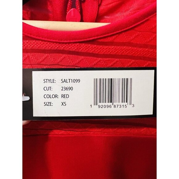 BeBe Red Long Sleeve Striped Mesh Mini Dress Size XS Party Formal Back Zipper - Picture 9 of 11